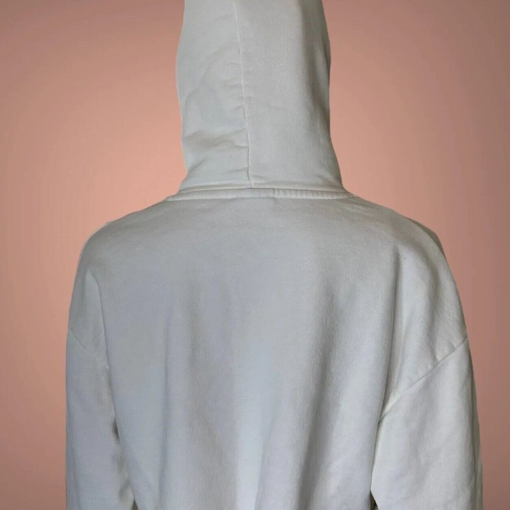Zara Womens Crop Top Hooded Medium M White Pink Logo Sugar Baby Print Stretch - Picture 3 of 13